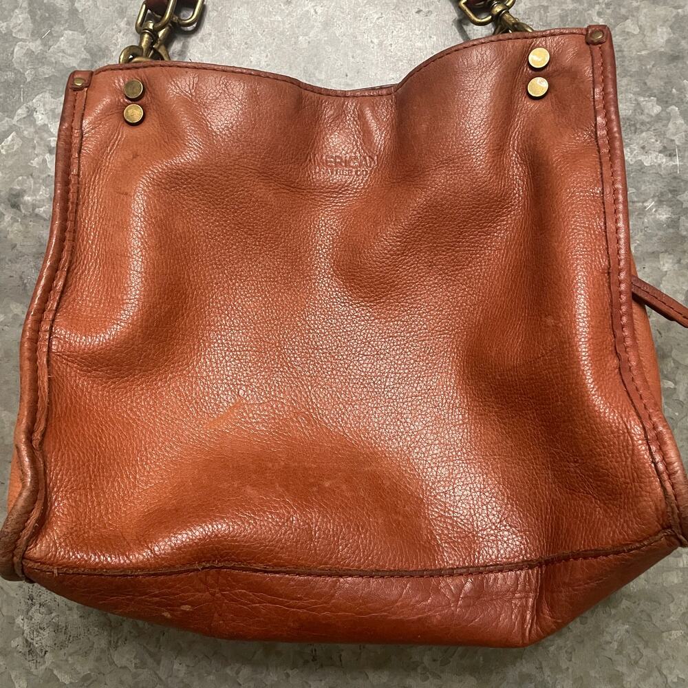 American Leather Co Triple Entry Satchel Brown Purse Bag Genuine Boho Minimalist - Picture 2 of 16